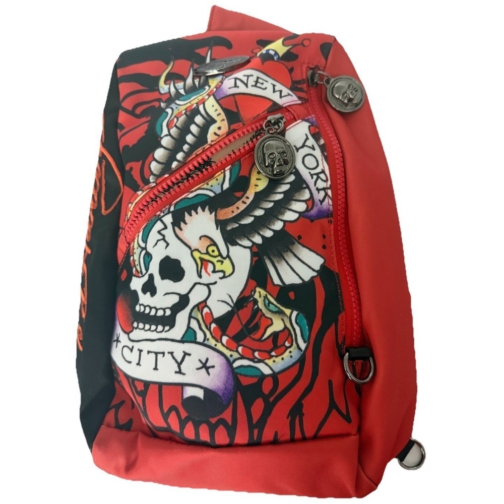 Ed Hardy Unisex's Skull Eagle Sling Crossbody Backpack Y2K Grunge New